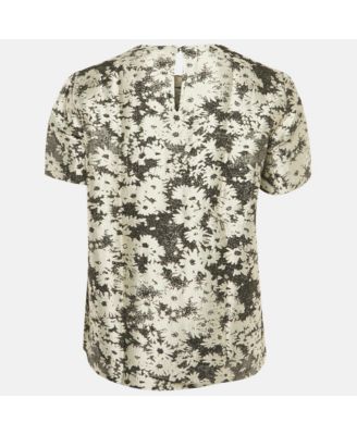 Women's Monochrome Floral Jacquard Blouse