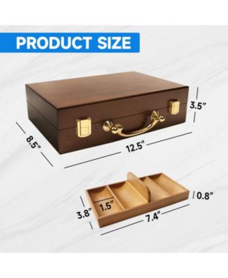 Casino Wooden Poker Chip Case with Wooden Chip Trays for Casino Nights 300 Pieces
