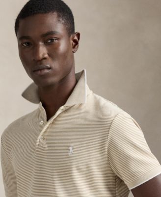 Men's Striped Stretch Mesh Polo Shirt