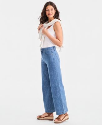 Petite High-Rise Printed 5 Pocket Jeans