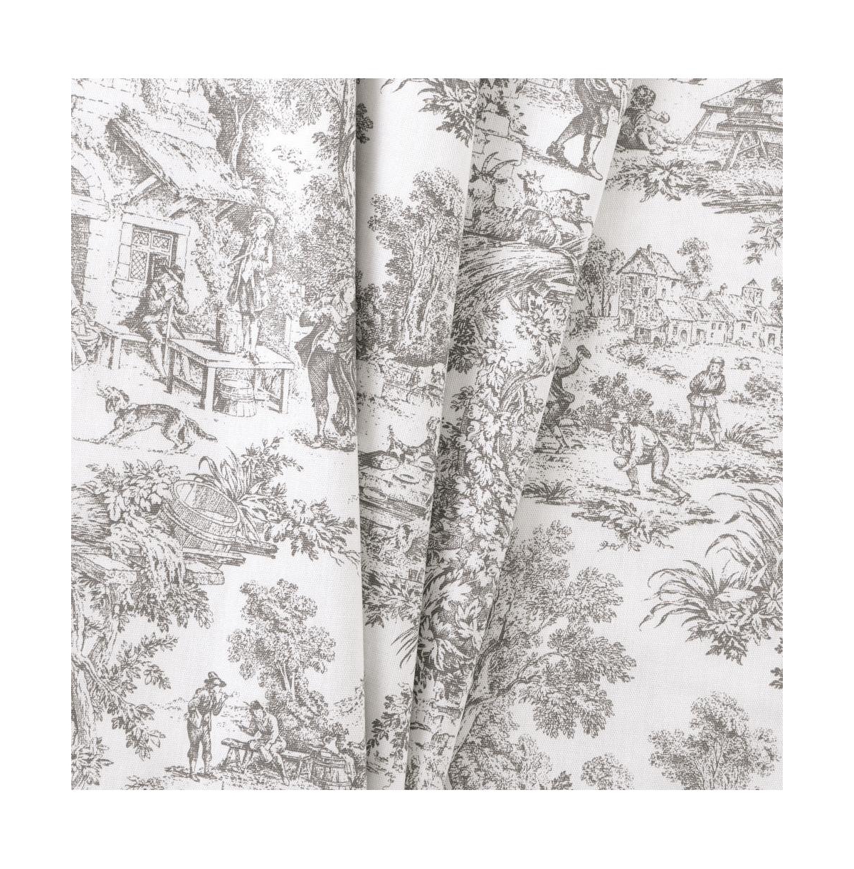 Ellis Curtain 2- Victoria Park Toile Room Darkening Window Rod Pocket Pair Set With 2 Tiers