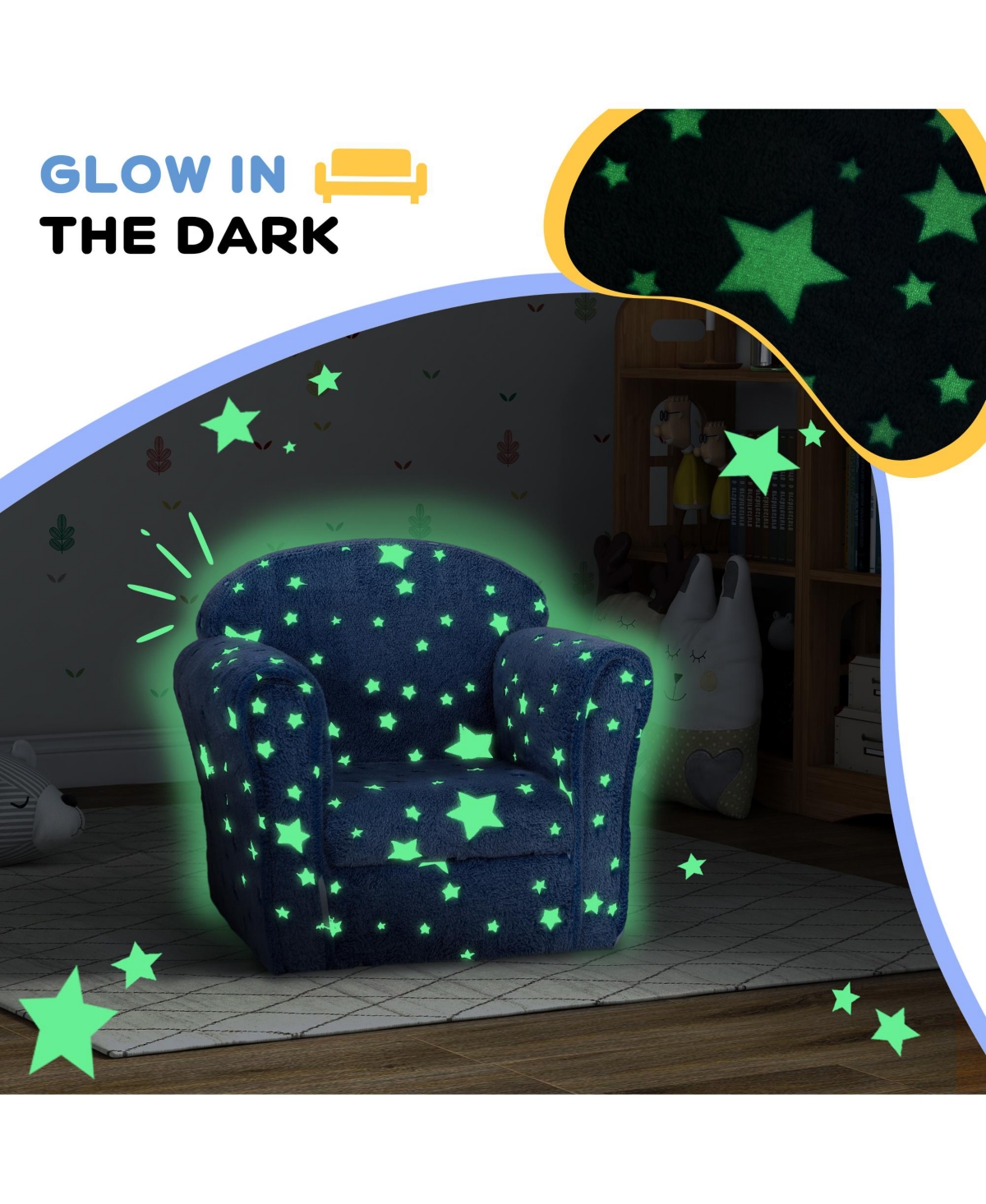 Hongge Toddler Sofa with Glow Star Design for Ages 18–36 Months