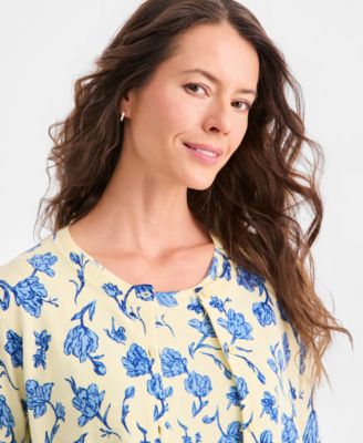 Women's Printed Button-Front Cardigan