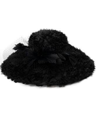 Rosette Overlay Wide Brim Hat