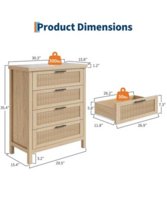 Fluted Drawers Dresser for Bedroom Tall Chest of Dressers for Closet Fluted Drawers with Metal Handle, Clothes Storage Cabinet
