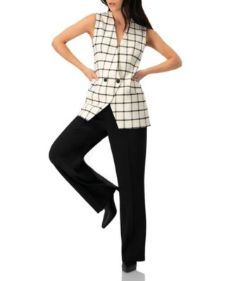 Women's Check Double Breasted Vest