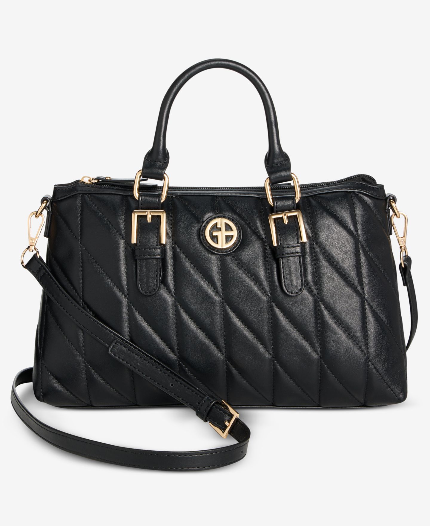 Женская сумка Giani Bernini Tilted Quilt E/W Satchel, Exclusivey at Macy's, цвет: Глубокий чёрный — фото 1
