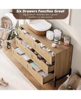 + 6-Drawer + Rattan & Wood + Farmhouse/Modern Style + Dresser