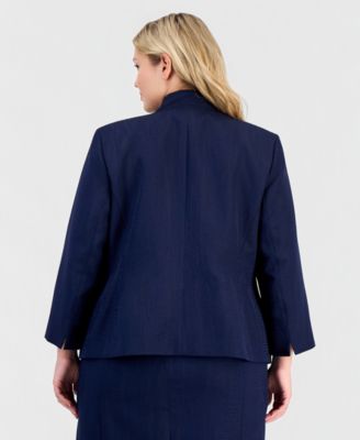 Plus Size Jacquard Open-Front Jacket 2 Piece Dress Suit