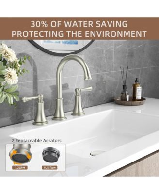 Widespread Bathroom Sink Faucet 8 Inch 2 Handle Solid Brass with Pop Up Drain