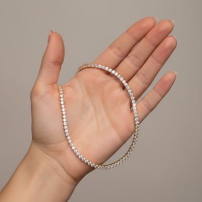 Classic White or 14K Gold Plated CZ 17" Tennis Necklace