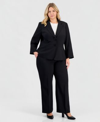 Plus Size Two-Button Waist-Inset 2 Piece Pantsuit