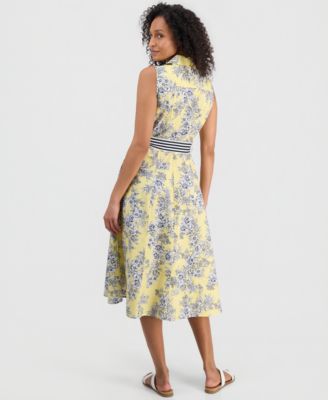 Women's Toile Floral-Print Sleeveless A-Line Dress 