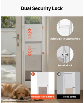 Sliding Glass Door Pet Door Insert, Adjustable Height 91–96", Locking Frame, 10.25" x 16.25" Flap