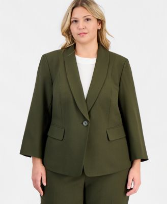 Plus Size One-Button 3/4-Sleeve Pantsuit