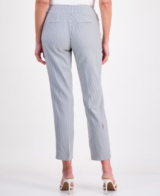 Women's Long-Sleeve Seersucker 2 Piece Pantsuit