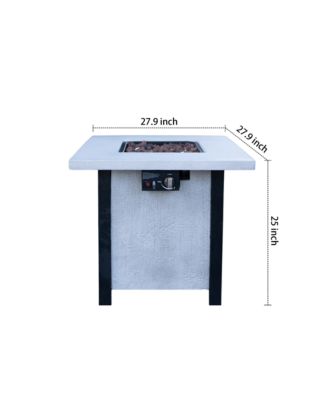 28 Inch Square Outdoor Propane Fire Pit Table 50000 BTU CSA Certified Charcoal Grain 25 Inch H