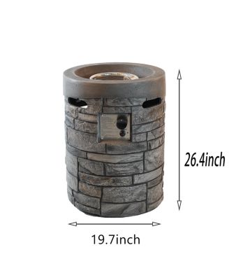 20 Inch Round Outdoor Gas Fire Pit 32000 BTU CSA Certified with 2.5kg Lava Stone Rainproof Cover Magnesium Oxide Cultured Stone for Garden