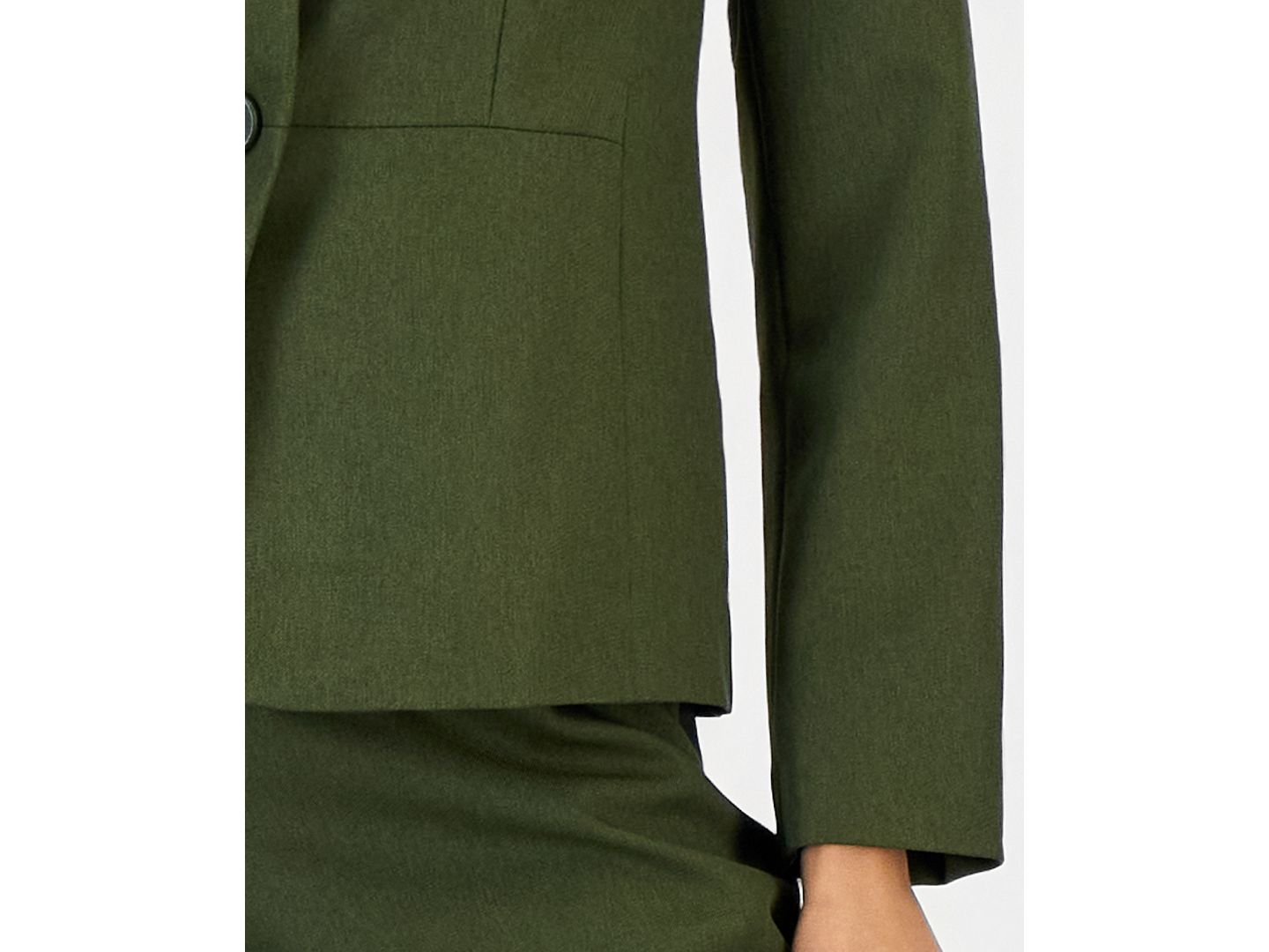 Женские комплекты Le Suit Two-Button Shawl Collar Blazer & Pants Suit, Regular & Petite, цвет: Тёмно-зелёный разноцветный — фото 6