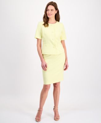 Women's Short-Sleeve Four-Button Skirt Suit