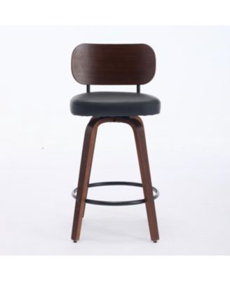 Swivel Bar Stools Set of 2 26" Black Faux Leather Counter Stools
