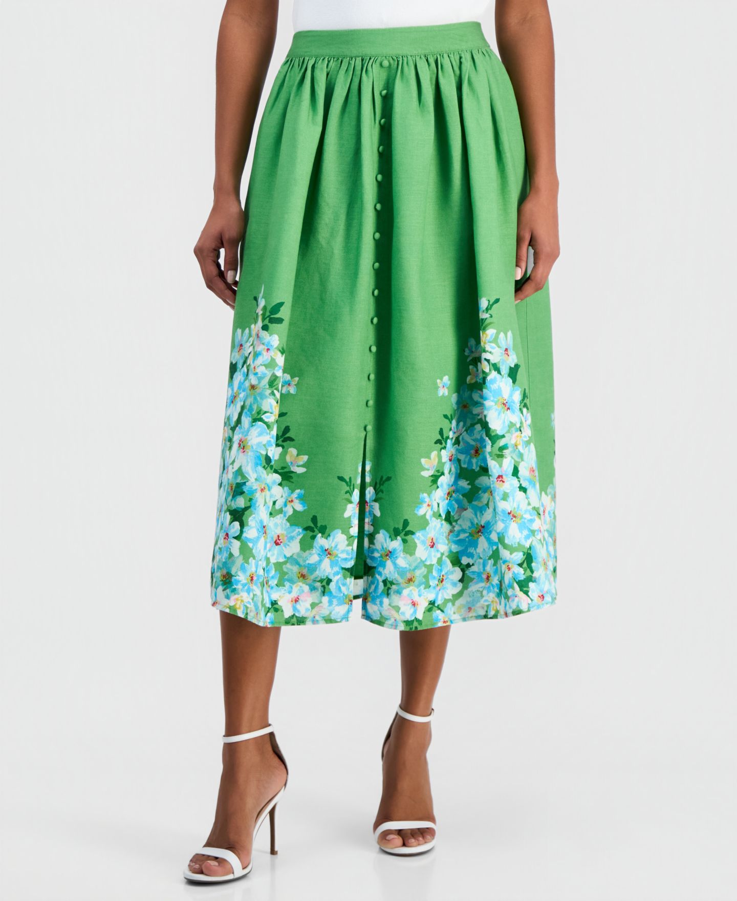 Женская юбка T Tahari Placed Floral Midi, цвет: Daisy Spring Meadow — фото 2