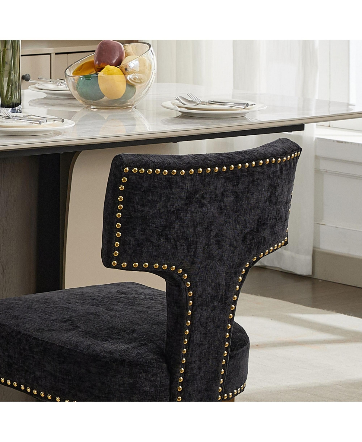 Streamdale Furniture Mid Century Modern Chenille Dining Chairs, Set of 2