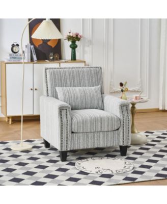 Modern Striped Accent Chair with Nailhead Trim