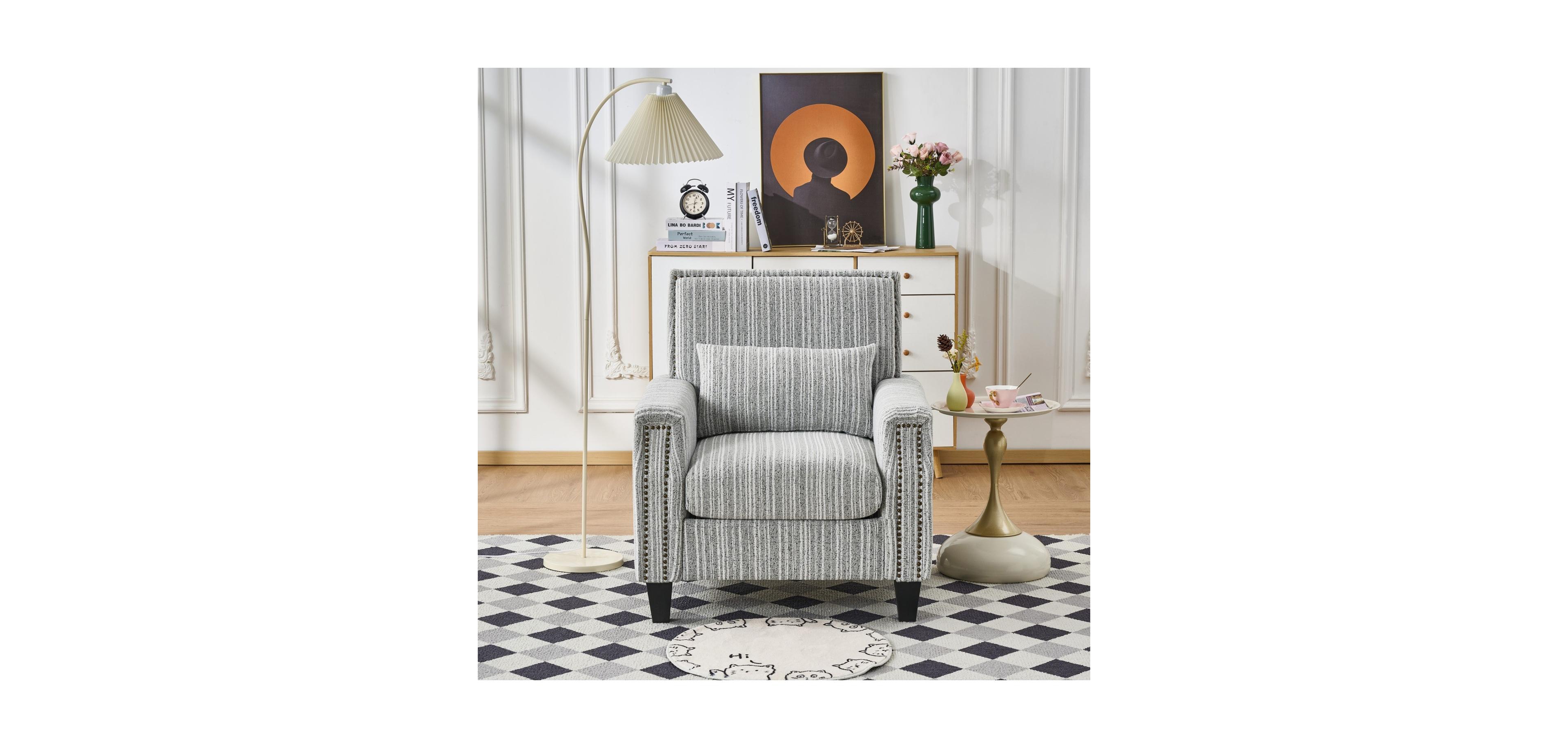 Streamdale Furniture Modern Striped Accent Chair with Nailhead Trim