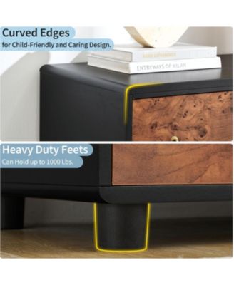 5 Drawers Dresser, 46 in Tall Modern Chest of Drawers with Natural Texture, Curved Profile Design, Dresser TV Stand