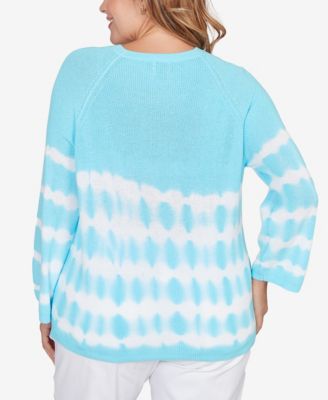 Plus Size Tie Dye Cotton Raglan Sweater