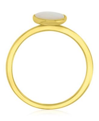 Diamond (0.01 ct. t.w.) & Imitation Pearl Stackable Ring in 14k Yellow Gold Over Sterling Silver