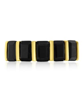 Onyx (3.05 ct. t.w.) Alternating Row Band Ring in 14k Yellow Gold Over Sterling Silver
