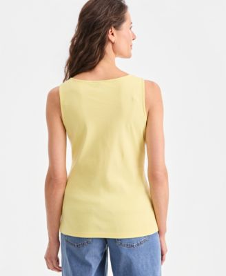 Women's Cotton Scalloped V-Neck Sleeveless Top