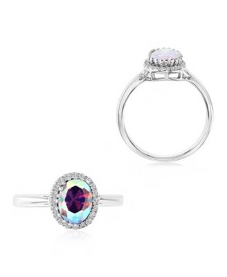 Aurora Borealis (2.3 ct. t.w.) and Cubic Zirconia (2.3 ct. t.w.) Oval Engagement Ring