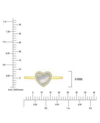 Cubic Zirconia (0.189 ct. t.w.) & Imitation Pearl Heart Ring in 14k Yellow Gold Over Sterling Silver