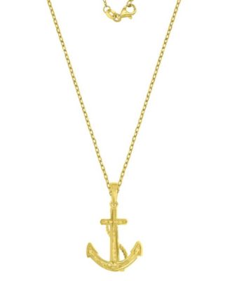 Diamond (0.098 ct. t.w.) Anchor Necklace in 10k Yellow Gold