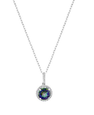 Diamond (0.15 ct. t.w.) and Mystic Green Halo Necklace