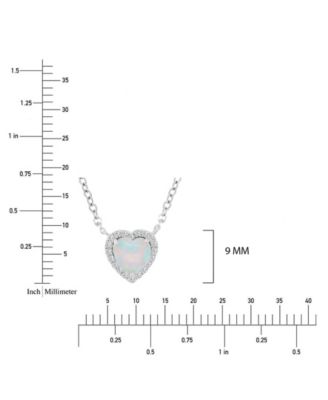 White Sapphire (0.12 ct. t.w.) & Opal (6mm) Necklace in Rhodium Over Sterling Silver