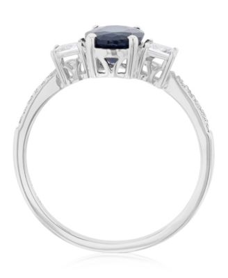 Diamond (0.054 ct. t.w.), Blue & White Sapphire (1.95 ct. t.w.) Ring in 14K White Gold
