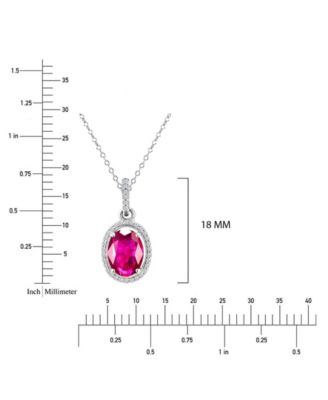 Ruby (1 ct. t.w.) & Diamond (0.105 ct. t.w.) Halo Necklace in 14k White Gold