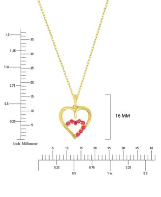Created Ruby (0.4 ct. t.w.) Double Hearts Pendant Necklace in 10k Yellow Gold