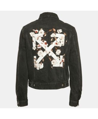 Women's Black Embroidered Denim Button Front Jacket