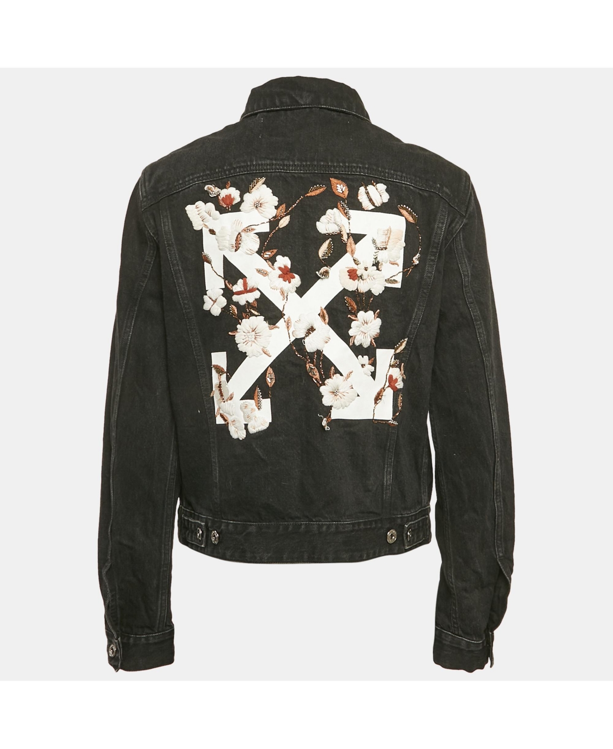 Pre-Owned Off-White Women's Black Embroidered Denim Button Front Jacket