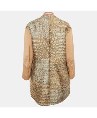 Women's Beige Jacquard And Cotton Zip-Up Jacket