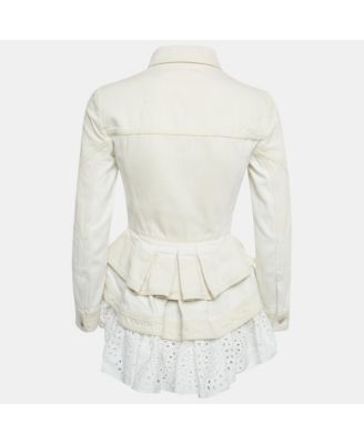 Women's Beige Cotton Trim Denim Jacket
