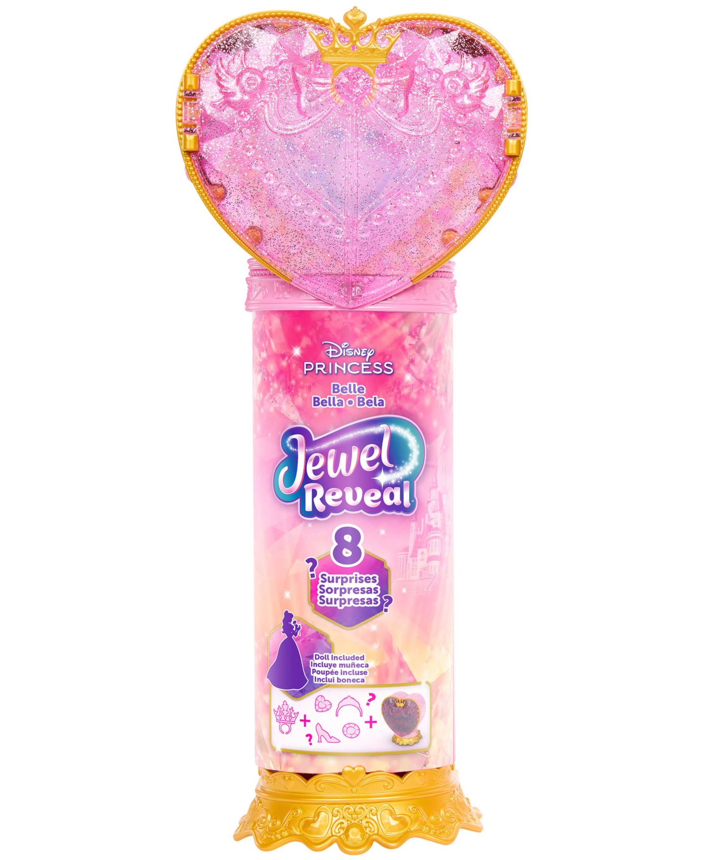 Детская кукла Disney Princess Belle Jewel Reveal Poseable Brushable Hair Fashion Doll, Ages 3+ — фото 6