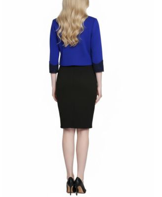 Petite Lace-Detail 2 Piece Textured Knit Dress Set