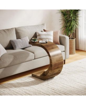 C-Shaped End Table Set of 2, Side Table for Couch Sofa Living Room Bedroom Small Space, Nightstand