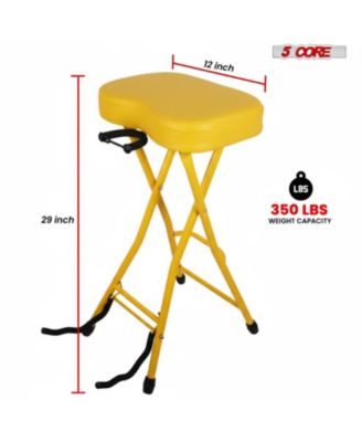 Guitar Stool 3.15" Padded Chair Foldable Heavy Duty Music Seat Built in Foot Rest Guitar Stand